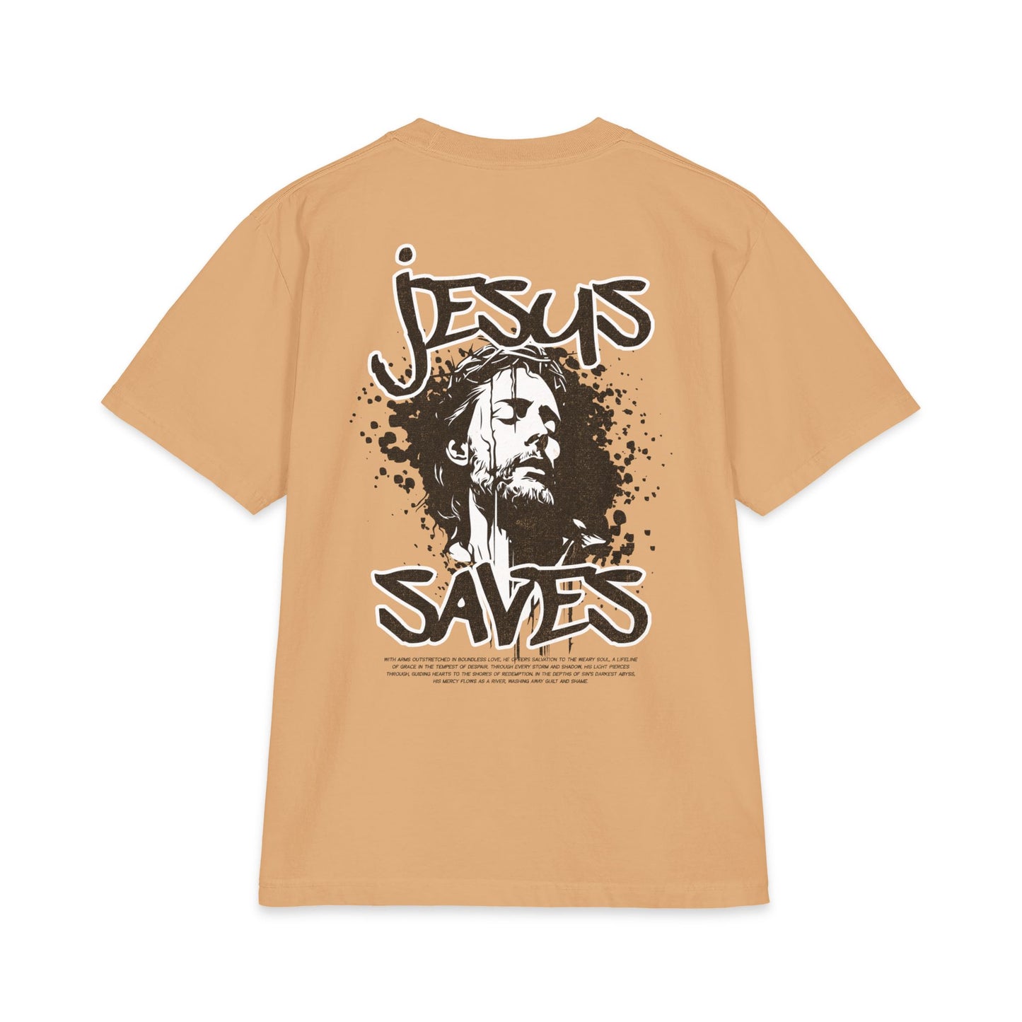 Jesus Saves T-Shirt — Graphic Christian Faith Tee with Crown Logo