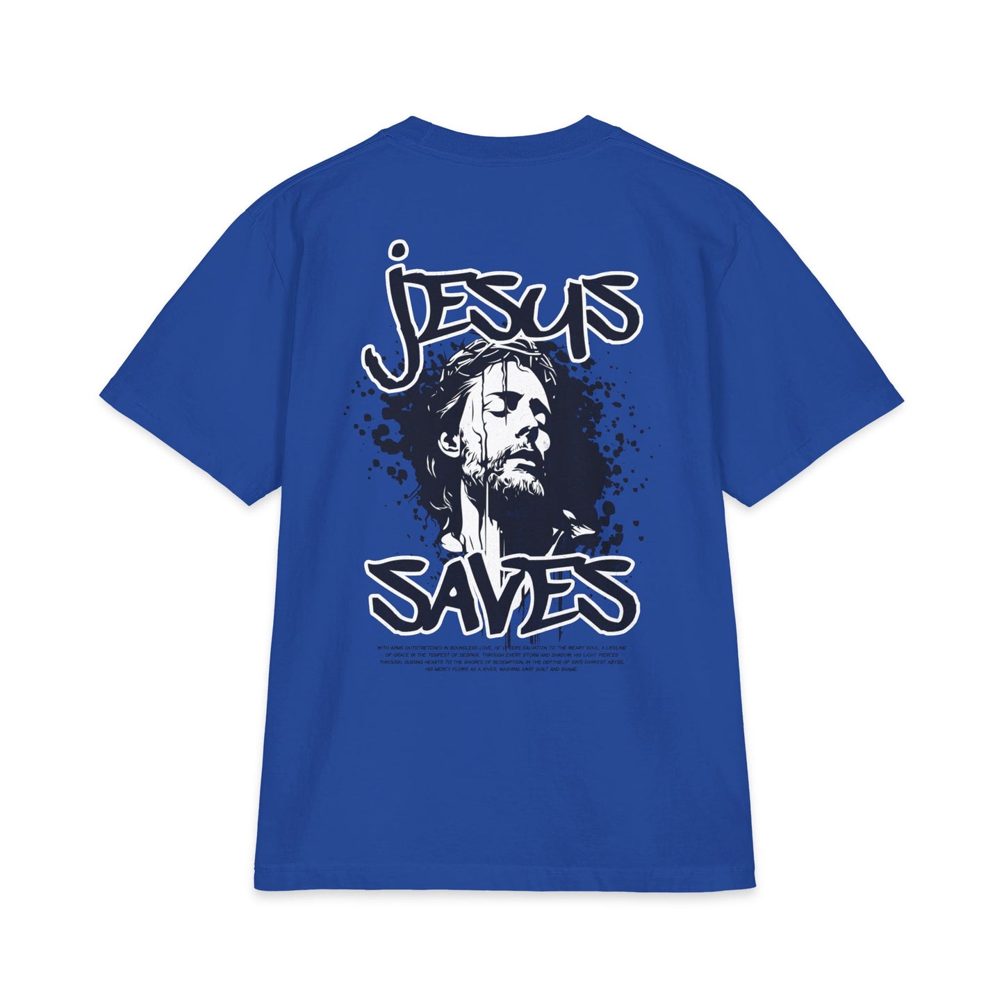 Jesus Saves T-Shirt — Graphic Christian Faith Tee with Crown Logo