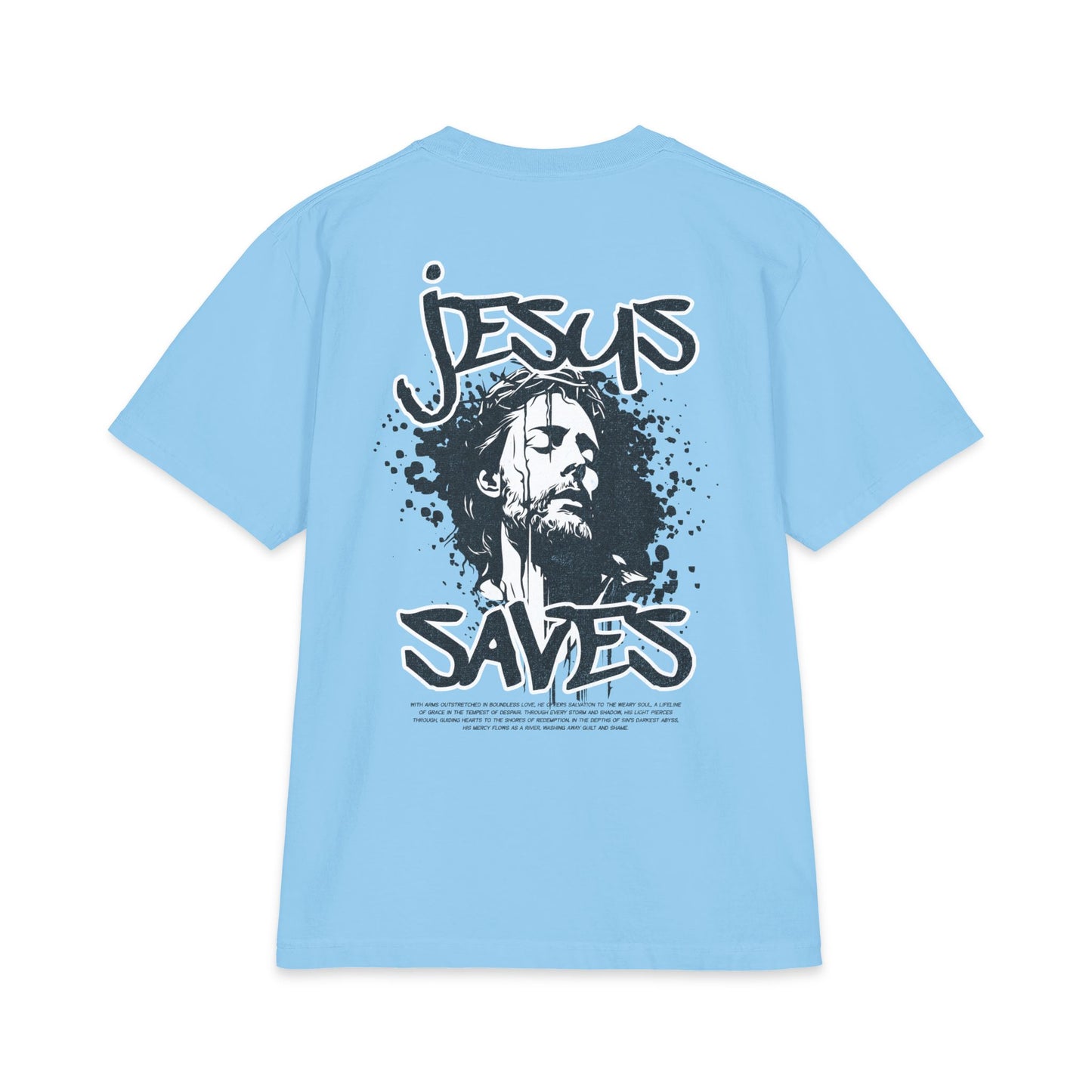 Jesus Saves T-Shirt — Graphic Christian Faith Tee with Crown Logo