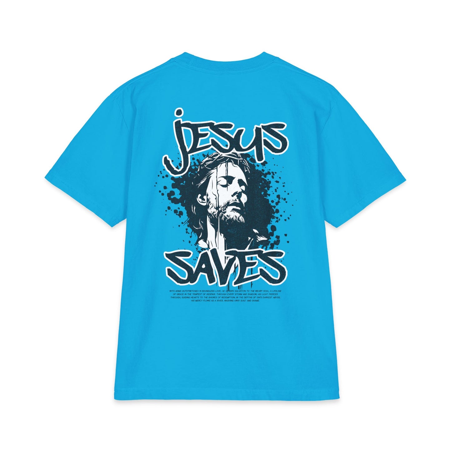 Jesus Saves T-Shirt — Graphic Christian Faith Tee with Crown Logo